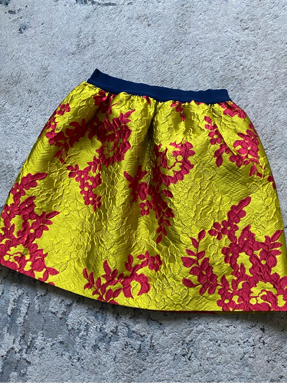 MIMISOL GIRLS Yellow and Fuchsia Floral Jacquard Skirt